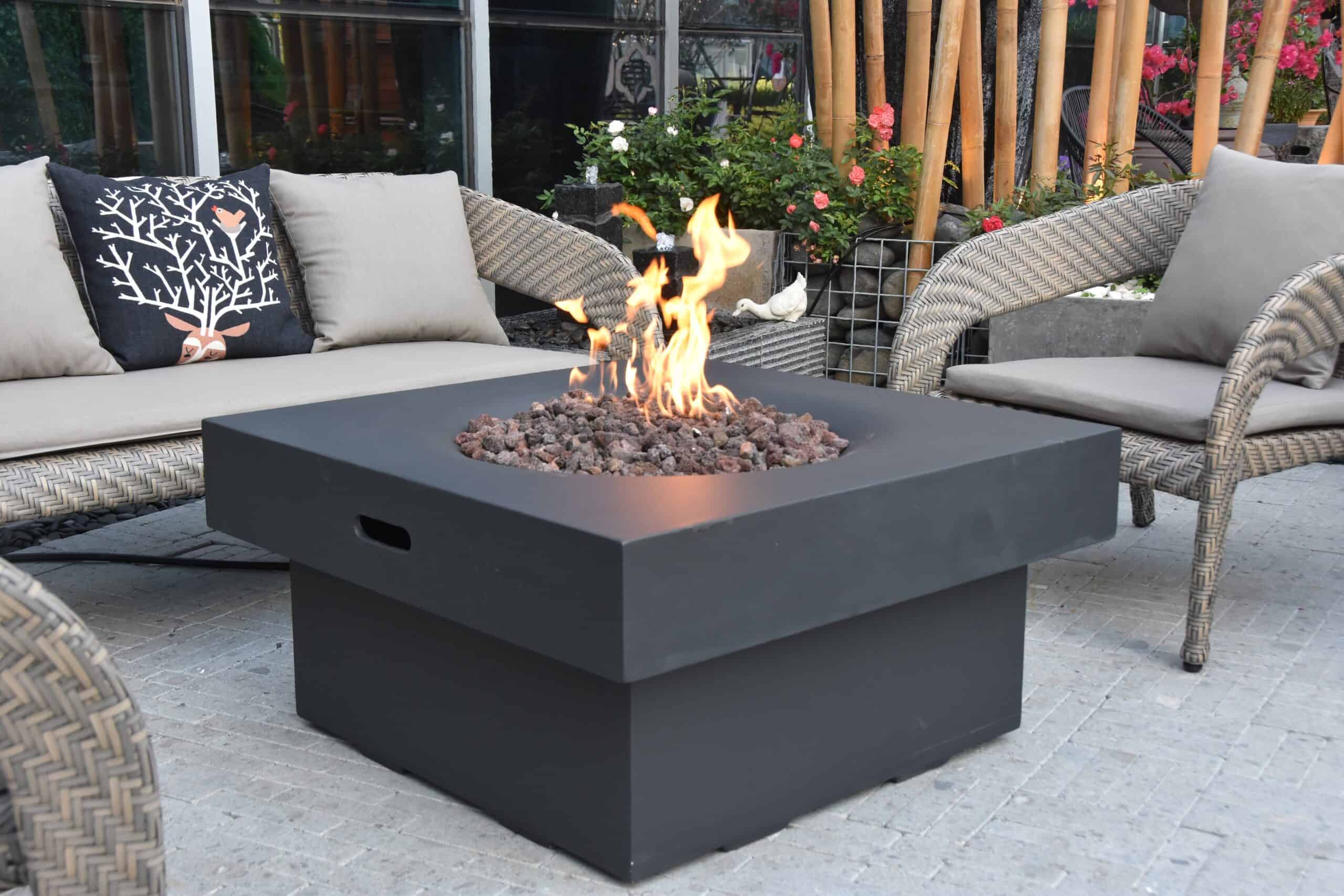 Elementi/Modeno “Brandford” Fire Table Black- Propane - Crackle Fireplaces