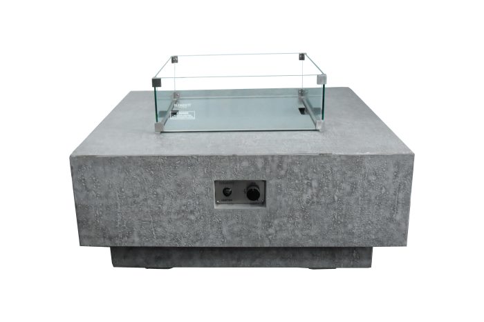 OFG103 Elementi Manhattan Fire Table with Wind Screen & Stainless Steel Lid