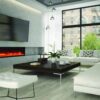 Remii 65″ Wide & 12″ Deep Indoor or Outdoor Built-in only Electric Fireplace with black steel surround - Image 3