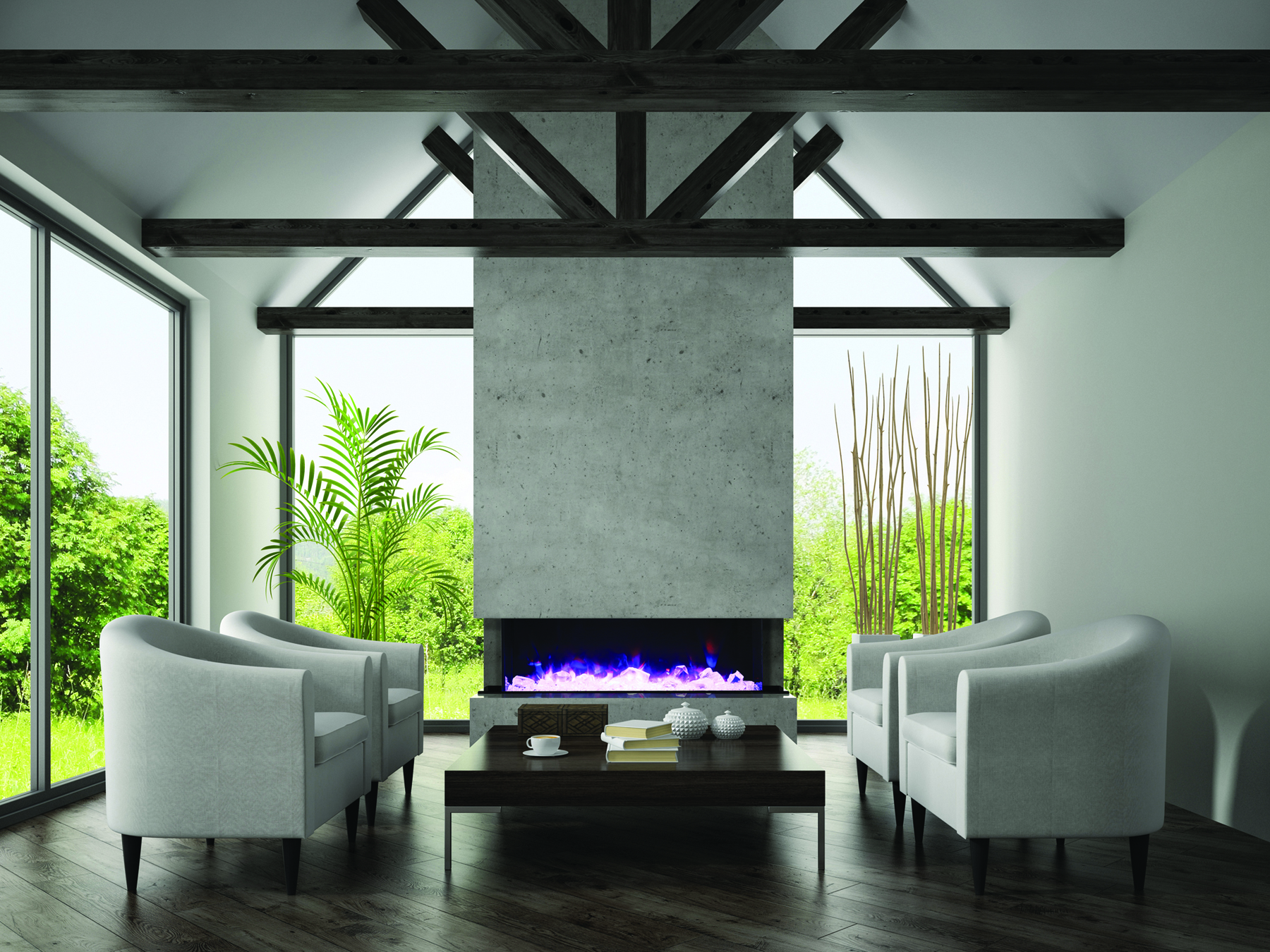 3 sided electric fireplace