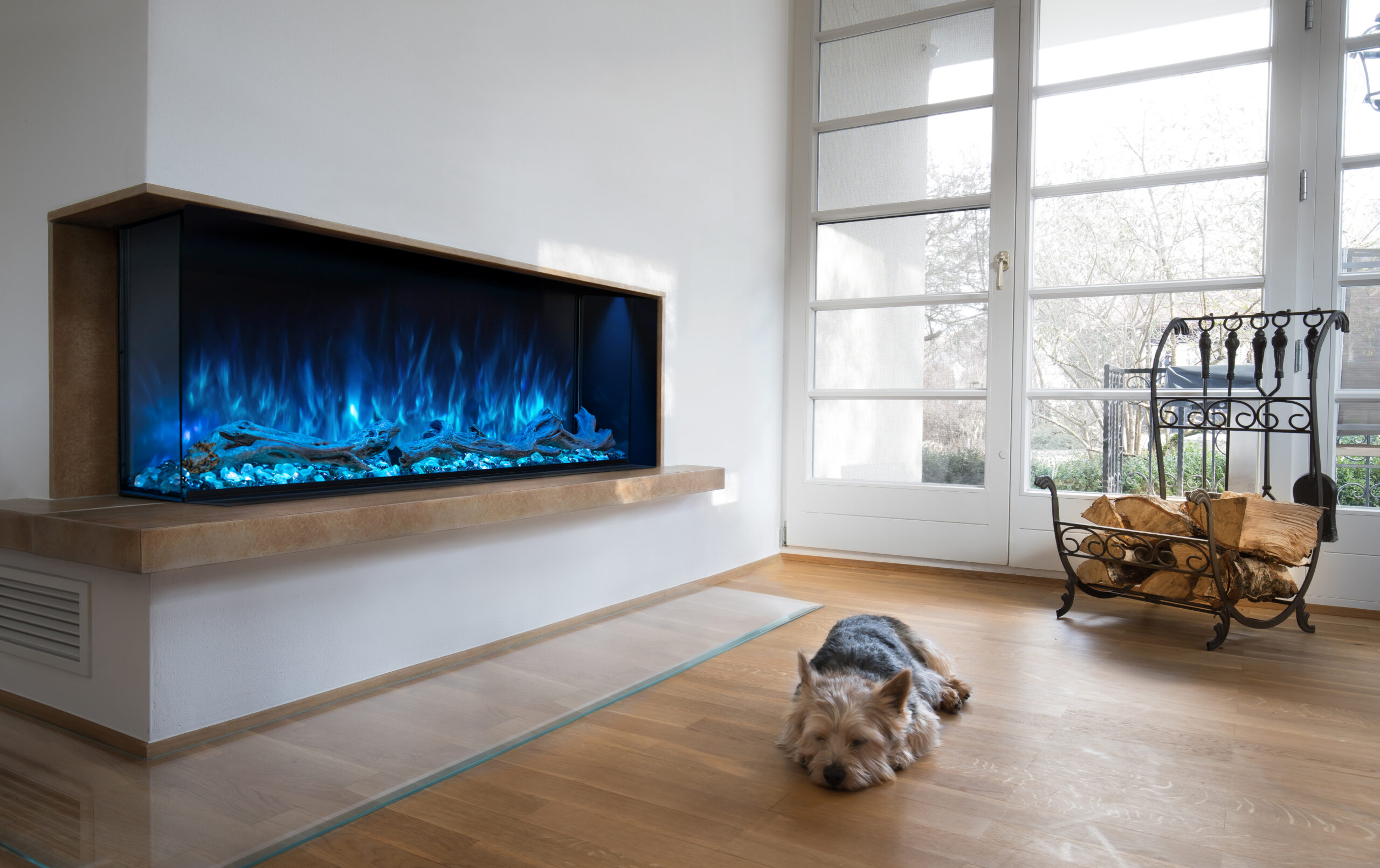 3 sided electric fireplace