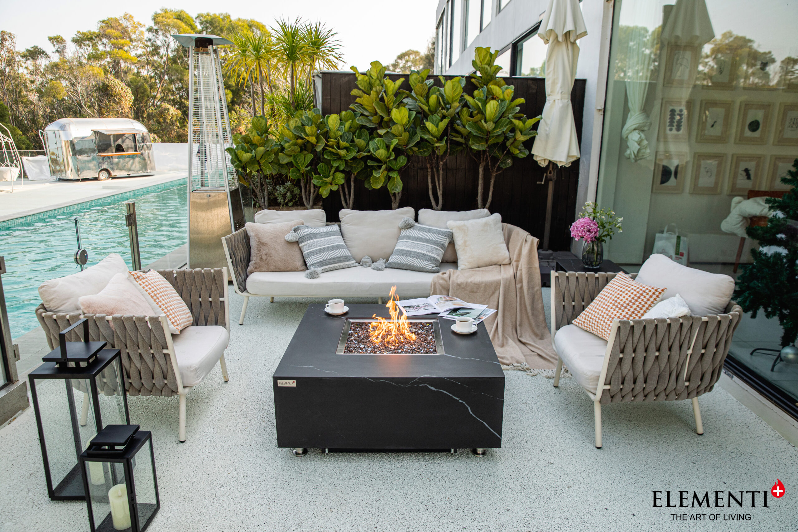 Elementi Plus Sofia Marble Porcelain Fire Table